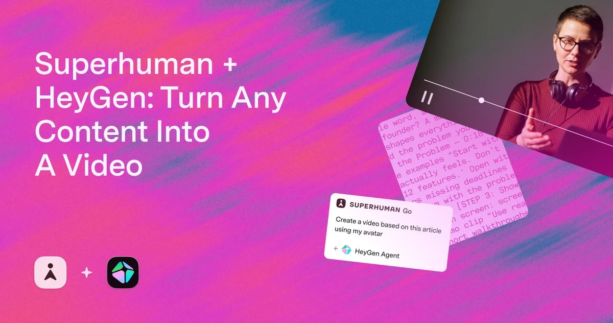 How Superhuman + HeyGen: Turn Any Content into a Video — public x-twitter post media curated for social post design inspiration.