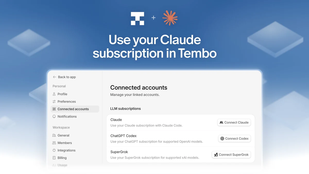Bring any major LLM subscription to Tembo — public x-twitter post media curated for social post design inspiration.