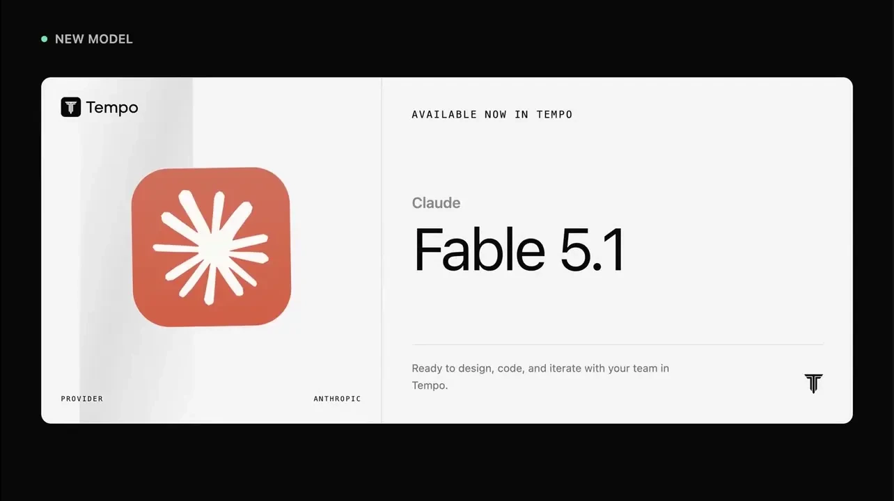 Tempo (YC S23): Fable 5.1 is now available in Tempo — public x-twitter post media curated for social post design inspiration.