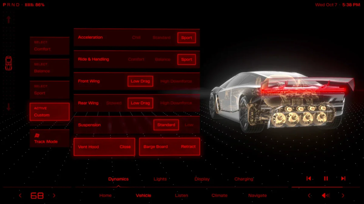 Tesla: Inspired by fighter jet cockpits, Roadster’s interface was designed