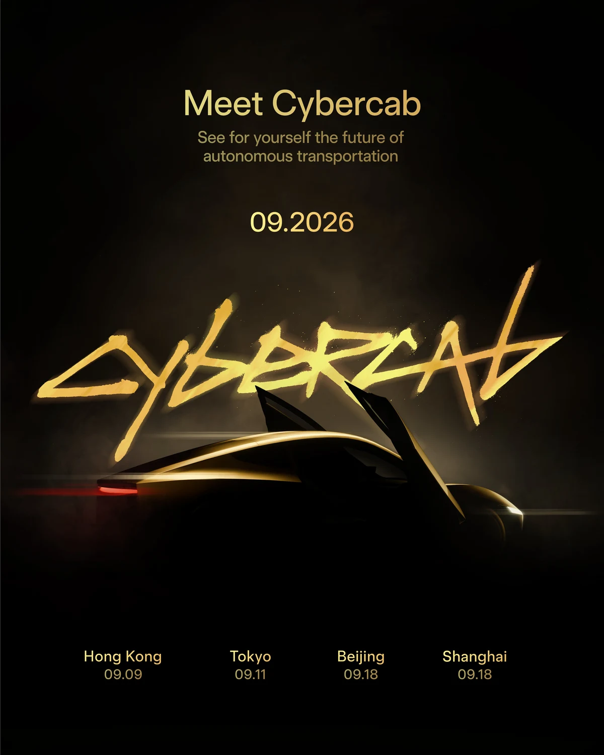 Tesla Asia: Cybercab will be on display in Asia this month — public x-twitter post media curated for social post design inspiration.