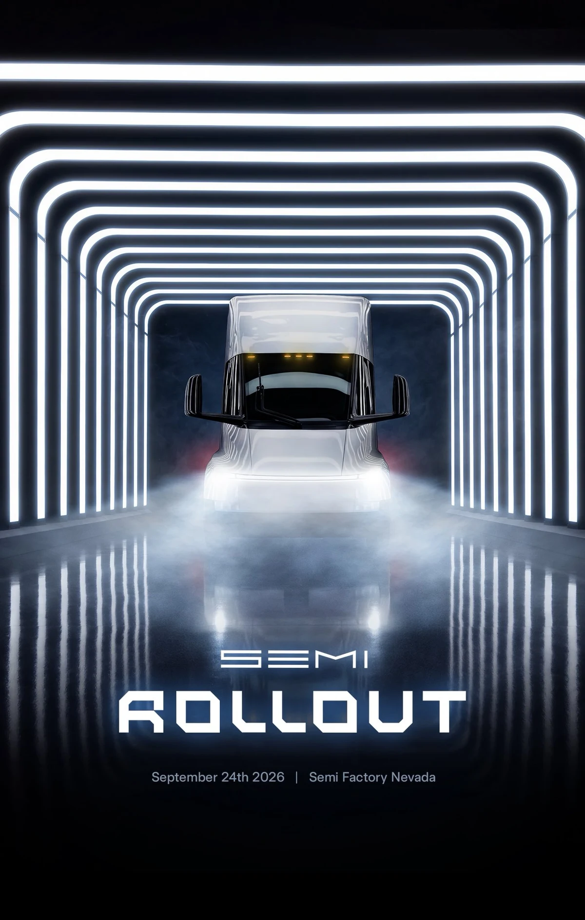 Tesla Semi: Inauguration of new Semi factory in Nevada next month — public x-twitter post media curated for social post design inspiration.