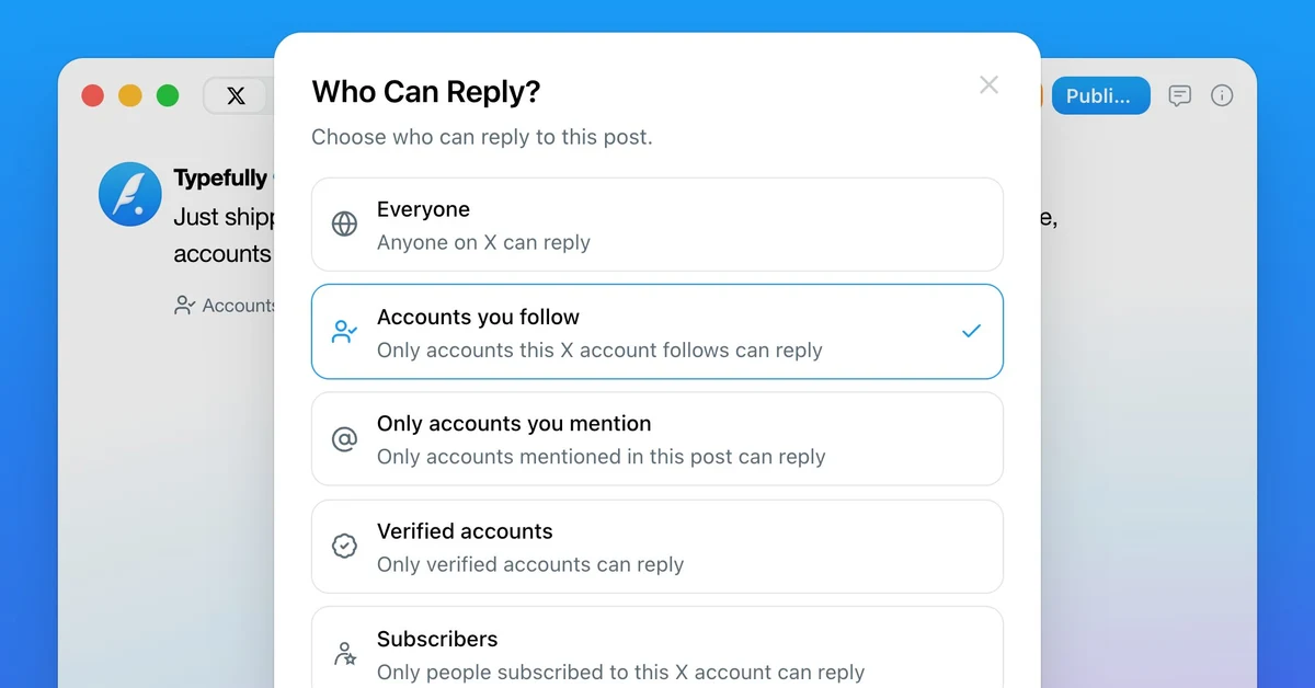 Typefully: Not every X post needs replies from everyone — public x-twitter post media curated for social post design inspiration.