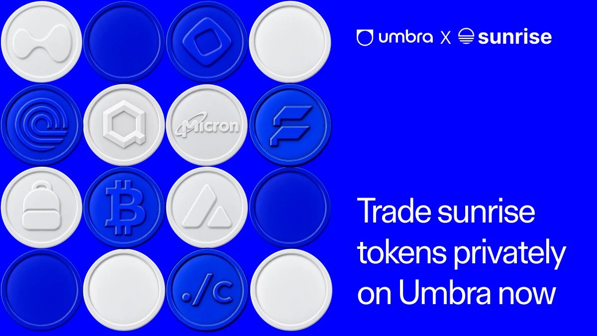 Umbra Privacy: .@sunrise tokens can now be traded privately on Umbra v2 — public x-twitter post media curated for social post design inspiration.