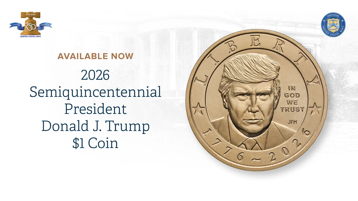 United States Mint: Available for purchase today at 12PM ET: 2026 President Donald J — public x-twitter post media curated for social post design inspiration.