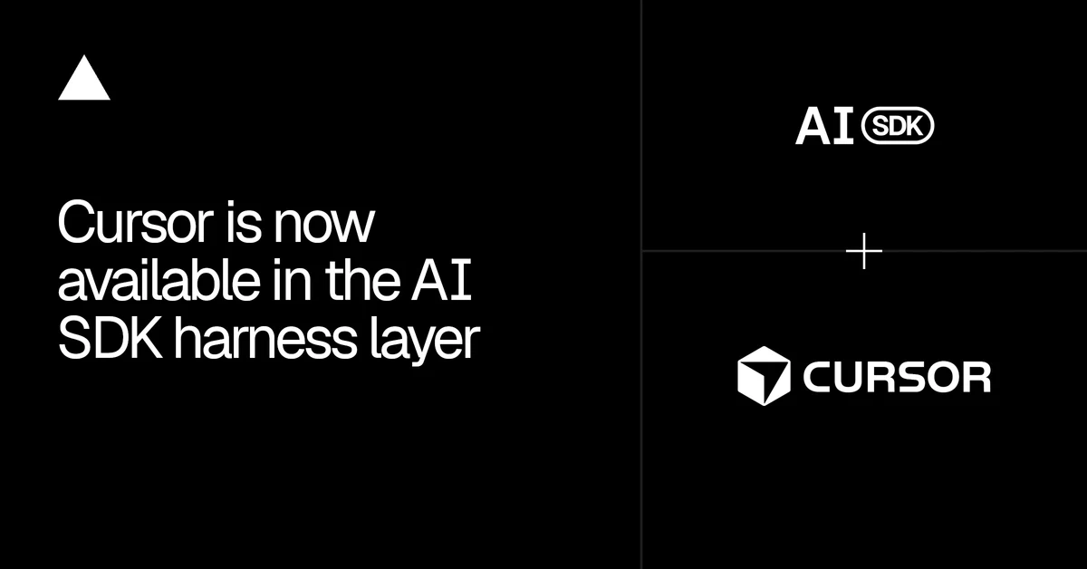 Cursor is now available in the AI SDK harness layer - Vercel — public x-twitter post media curated for social post design inspiration.