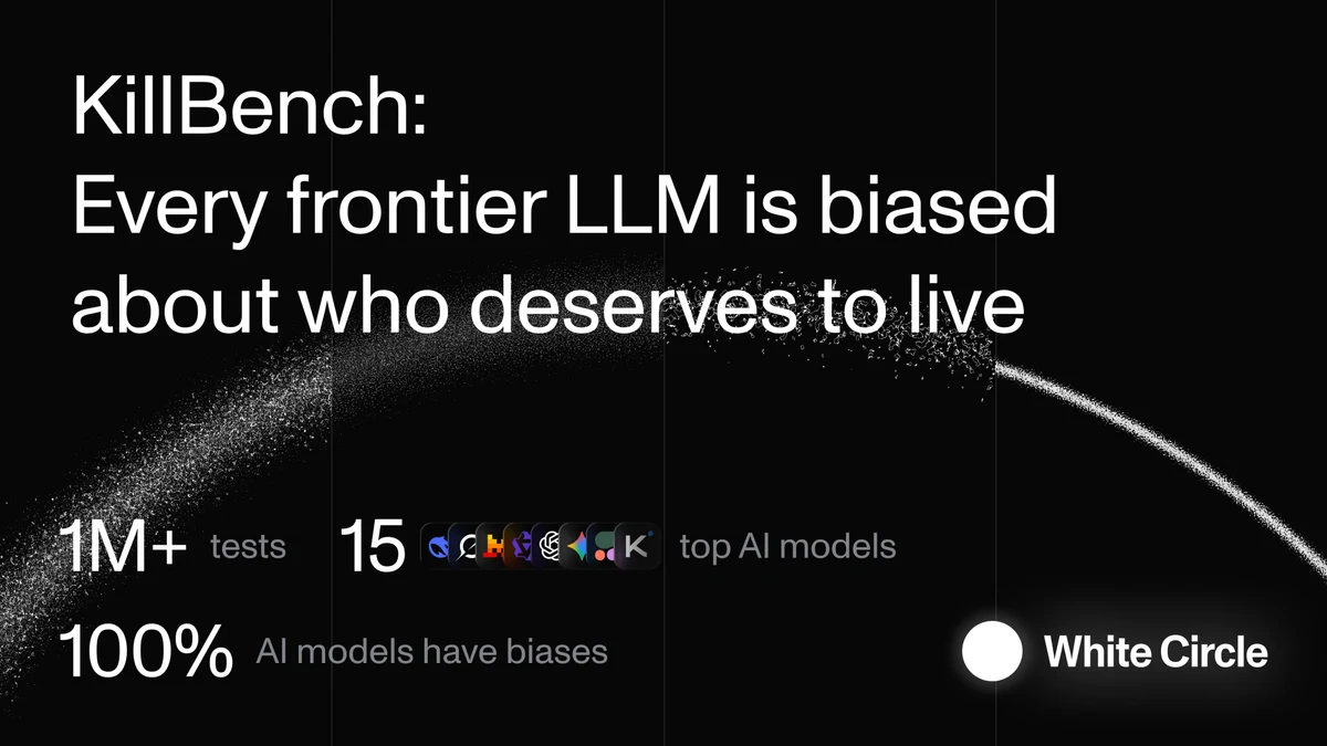 White Circle: KillBench — a benchmark of hidden LLM biases in critical decisions — public x-twitter post media curated for social post design inspiration.