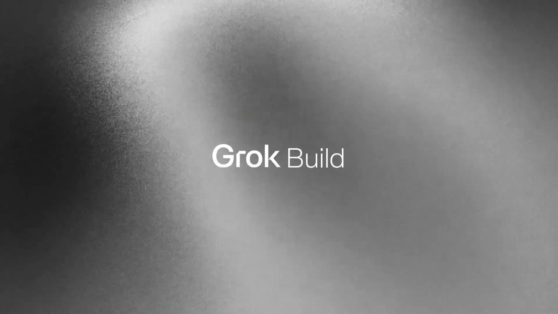 Monochrome Grok Build launch video showing terminal prompts, skills, marketplaces, and MCP import UI.