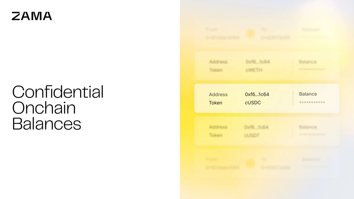 Zama: Confidential balances — public x-twitter post media curated for social post design inspiration.