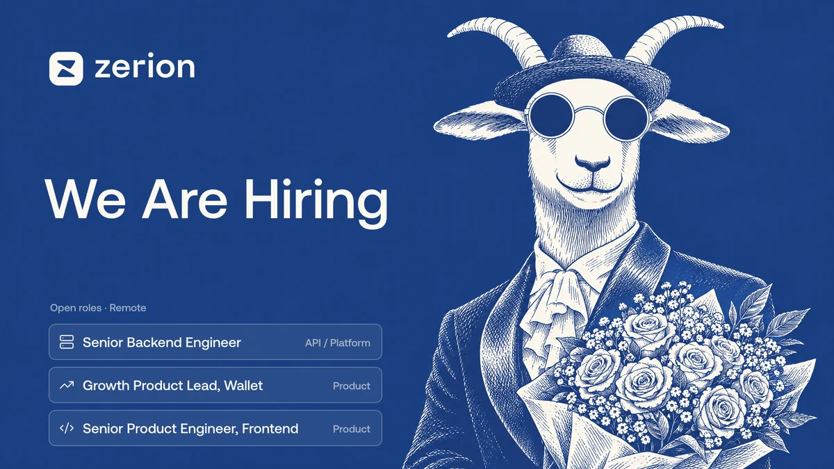 Zerion: We're Hiring — public x-twitter post media curated for social post design inspiration.